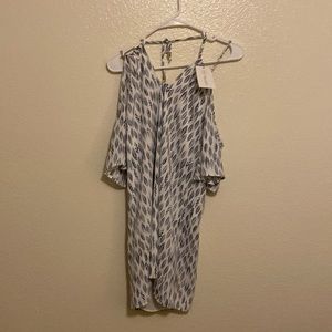 White print with black blouse